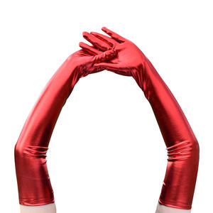 Unisex brillante metálico Spandex guantes adulto largo Halloween Navidad disfraz mano guante - Product Image 5