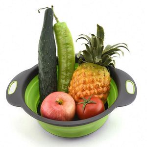 Lot de 2 paniers pliables pour laver les légumes, passoires alimentaires pliables, bassines de lavage, égouttoirs rétractables - Product Image 5