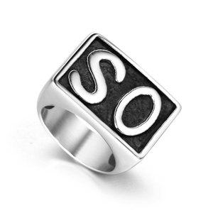 So Letter <b>Titanium</b> Steel <b>Ring</b> Men's Fashion Jewelry Gift SA723 - Product Image 1
