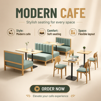 Prix d'usine – Ensemble de mobilier de restaurant moderne en bois avec table, chaises et banquette en mousse haute densité pour hôtels, cafés et salons de thé