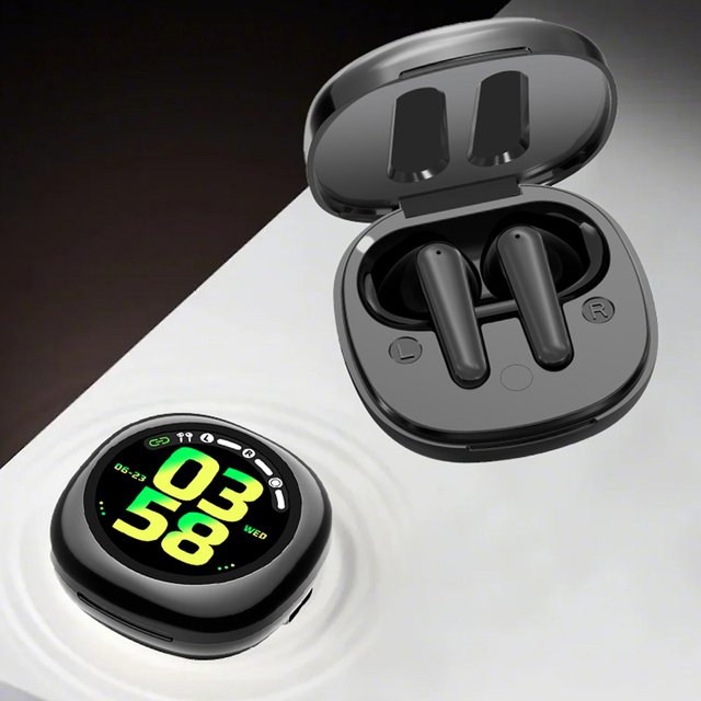 2026 Private Model In-Ear Wireless Headset with Smart Screen LCD Long Battery Life Earbuds ENC LED Battery Indicator