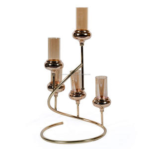 Metal Candle Stand with Wooden Base - Product Image 4