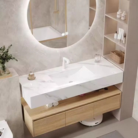 Vanité de salle de bains antique française fabriquée en Chine lavabo en ardoise flottant moderne armoire de salle de bains en marbre