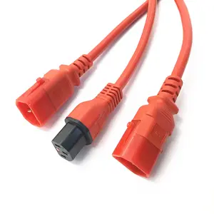 Heavy Duty 14AWG 15A 250V IEC 60320 C14 to IEC 60320 C15 Red Ac power cord 6 Feet