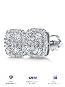 Lüks rodyum kaplama ince laboratuvar yetiştirilen elmas küpe VVS Moissanite özel kadınlar S925 gümüş saplama küpe - Product Image 5