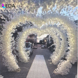 LEDA blanco en forma de corazón arco de flores artificiales luz LED puerta de entrada de boda para decoración de eventos - Product Image 3