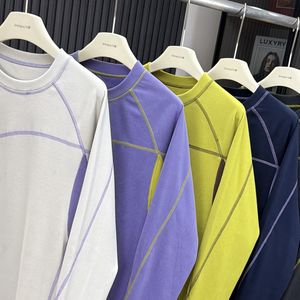 Kaos Lapisan Dasar Lengan Panjang Kontras Warna Tebal Hangat Berbahan Fleece Dua Sisi untuk Luar Ruangan - Product Image 3