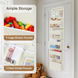 6 Tier Over The Door Organizer With Clear Window 40lb Capacity Hanging <b>Storage</b> <b>For</b> Bedroom Bathroom Closet <b>Kitchen</b> - Product Image 4