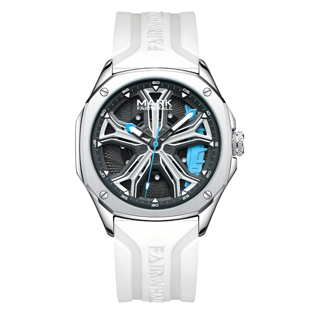 Mark Fairwhale FW-5060 Fashion Luxury Men's Quartz Watch Creative Rotating Wheel Dial Stainless Steel Strap Casual Wristwatch