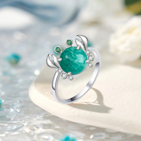 Bague personnalisée crabe d'océan en argent sterling 925 pierre naturelle turquoise plaqué rhodium nouveau design de bijoux de mariage pour femmes