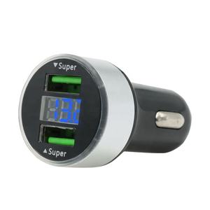Chargeur de voiture 120W charge rapide 2 ports USB adaptateur pour <span class=keywords><strong>IPhone</strong></span> Samsung Xiaomi chargeurs de charge rapide avec affichage numérique - Product Image 1