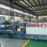 Extrudeuse industrielle bivis parallèle co-rotative, rapport L/D 44:1, puissance 75 kW, pour masterbatch, vis résistantes à l'usure, PLC