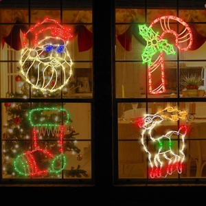 Shingel Giáng Sinh Cửa Sổ Bóng Ánh Sáng LED Chuỗi Ánh Sáng Bao Gồm Kẹo Mía Stocking Santa Tuần Lộc Ánh Sáng Trang Trí Nội Thất Với 50 Bóng Đèn - Product Image 1