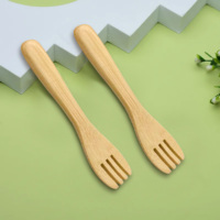 Ensemble cuillère et fourchette en bambou classique réutilisable pour bébé-Vaisselle écologique sans BPA durable en gros