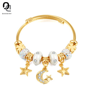 Bracciale rigido regolabile con ciondolo a forma di farfalla con ciondolo a forma di stella di <span class=keywords><strong>birra</strong></span> con cuore di elefante in acciaio inossidabile placcato oro - Product Image 2