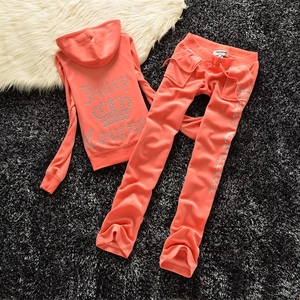 Peeqi Q9796 Conjunto Deportivo de Terciopelo para Mujer, Otoño Invierno, con Letras de Diamantes de Imitación, Sudadera con Capucha y Pantalones, Dos Piezas - Product Image 5