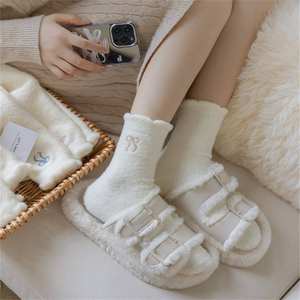 <span class=keywords><strong>Calzini</strong></span> Invernali da Donna 2025, Bianchi, Soffici, Spessi, Termici, con Fiocco Decorativo - Product Image 4