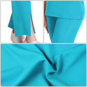 International Station Scrub <b>Set</b> Short Sleeve Zippered Unisex Medical Uniform Moisture Wicking Split <b>Set</b> For <b>Doctors</b> Nurses - Product Image 2