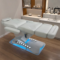 Table de massage électrique de luxe moderne et réglable pour spa facial, 4 moteurs, éponge haute densité, cuir PU, métal, pour salon et hôtel