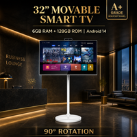 Téléviseur portable mobile de 32 pouces avec écran rotatif, support au sol, animation et texte SDK pour salon et magasin de détail