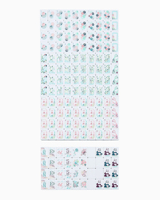 Jeu complet de tuiles de mahjong américain à trois couches, motif écaille de tortue rose menthe, thème floral chinois et panda, pour jeu manuel
