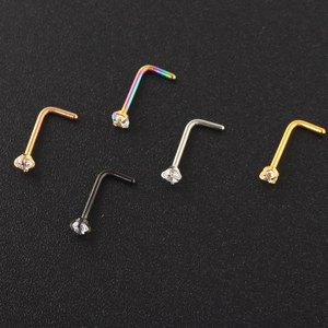 1 Piercing pour le nez, breloque en acier inoxydable, en forme de <span class=keywords><strong>L</strong></span>, clou d'oreille, boucle Tragus, Cartilage, Piercing corporel, vente en gros, 50 pièces, mélange de couleurs - Product Image 5
