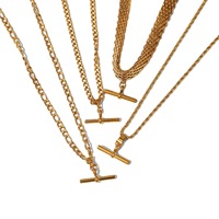 Collier tendance pour femme en acier inoxydable plaqué or 18 carats, style punk hip-hop, avec pendentif en forme de barre et chaîne serpent, motif géométrique