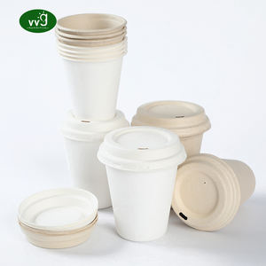 <span class=keywords><strong>VVG</strong></span> no add PFAS 8oz blanco desechable biodegradable Pulpa de caña de azúcar tazas de café de papel con tapas - Product Image 4