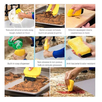 Éponge de cuisine en silicone 3 en 1 Brosse de nettoyage multifonctionnelle pour grattoir Lavage de la vaisselle Cuisine Salle de bain Épurateurs en silicone