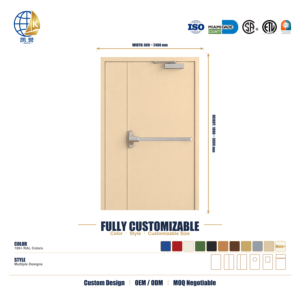 <span class=keywords><strong>Porte</strong></span> <span class=keywords><strong>coupe</strong></span>-<span class=keywords><strong>feu</strong></span> d'urgence contemporaine en acier à double battant inégal avec barre anti-panique, prix pour projets professionnels en gros - Product Image 2