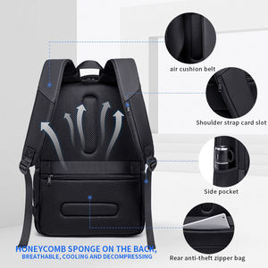 BJIAX 大容量 PUレザー PCバッグ 15.6/17.3インチ レジャー 男女兼用 防水 トラベルノートパソコンバックパック USBポート付き キャンバス オックスフォード生地 - Product Image 2