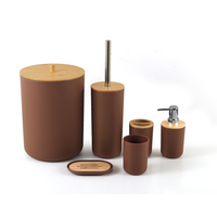 Ensemble de salle de bain en bambou et plastique écologique, brosse WC, accessoires de toilette, ensemble d'accessoires de salle de bain modernes