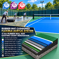 Système de coussinage pour terrains de tennis à base d'asphalte, tapis en caoutchouc de 4 mm, reconditionneur flexible et finition acrylique pour clubs, écoles et académies