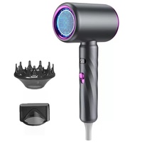 Sèche-cheveux professionnel 2000W à LED haute vitesse avec affichage de température, lumière bleue, air chaud et froid, moteur DC et diffuseur