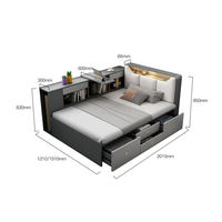 Meubles modernes gain de place Chambre à coucher Rangement fonctionnel Lit simple double Rangement Lit double pour enfants en similicuir