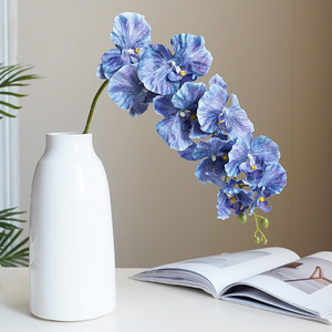 Bouquet d'orchidées Phalaenopsis en soie, 9 têtes, blanc, rose, bleu, décoration de mariage, décoration de la maison, accessoire de photographie, style moderne - Product Image 3