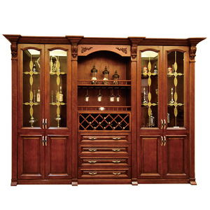 Mueble de Madera de Roble Macizo Personalizado de Fábrica, Mueble Moderno para Sala de Estar, Vinoteca Americana de Lujo, Vinoteca Integrada, Estante para Botellas de Vino Dorado - Product Image 2