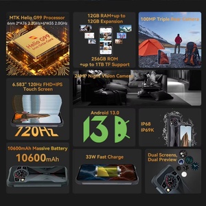 Smartphones robustes Cubot KingKong 9, écran 6,583 pouces, G99, 12 Go + 256 Go, Android 13, téléphone mobile, batterie 10600 mAh, appareil photo 100 MP, NFC - Product Image 6