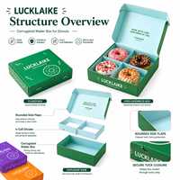 Boîte d'emballage pour beignets personnalisée, écologique, recyclable, en papier alimentaire, avec 4 compartiments, boîtes d'emballage pour beignets à emporter