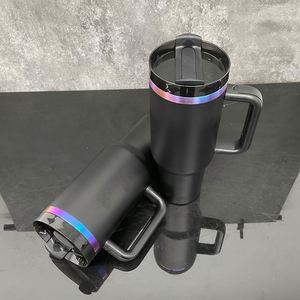 Gobelet isotherme personnalisé en acier inoxydable avec logo, revêtement en poudre bleu-violet chromé H2.0 40oz, écologique et isotherme - Product Image 3