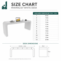 Bureau d'ordinateur en panneau MDF peint en blanc, design minimaliste moderne, personnalisable, vente directe d'usine