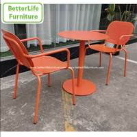 Ensemble de table ronde et chaises en aluminium pour terrasse de café, restaurant ou espace extérieur - Mobilier de jardin en métal