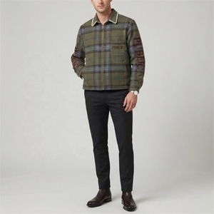 Veste en flanelle pour homme, coupe classique, col rabattu, fermeture éclair, décoration de perles brodées à plat personnalisées, vêtements d'extérieur - Product Image 3