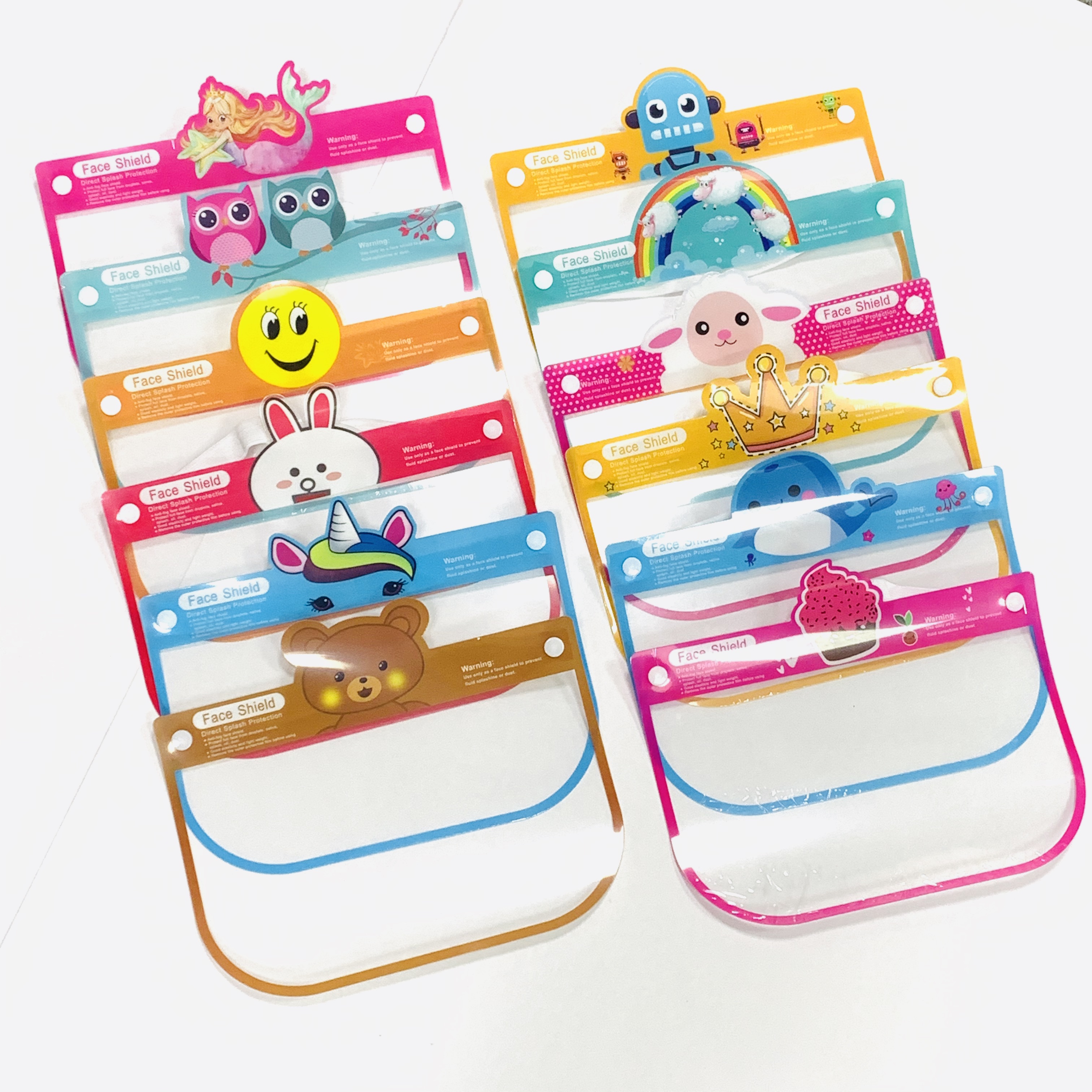 Детская, детская, детская, защитная одежда для лица, пластиковая, с защитой от брызг, прозрачная, с рисунком из мультфильма Faceshield