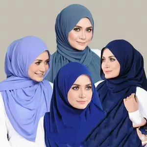 2021 Wholesale Supplier Customize Solid Color Polyester New Design Islamic Lady Shawl Muslim Woman Plain Chiffon Hijab Scarf