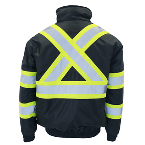 Abbigliamento da lavoro ad alta visibilità Bomber di sicurezza riflettente uniforme X giacca posteriore cappotto a maniche lunghe con cappuccio - Product Image 5