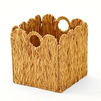 Panier de rangement tressé en jacinthe d'eau personnalisé, portable, pour vêtements et collations, style tendance, grande taille