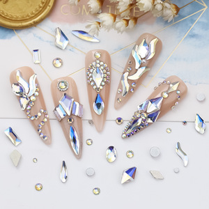 Venta al por Mayor de Accesorios para Decoración de Uñas, 12 Compartimentos, Cuentas de Vidrio, Color Plateado AB, Aurora, Formas Mixtas, Set de Diamantes de Imitación para Arte de Uñas - Product Image 5