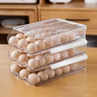 Porte-oeufs de capacité de 54 grilles pour réfrigérateur Support de stockage d'oeufs à roulement automatique Plateau à oeufs empilable à 3 couches pour réfrigérateur