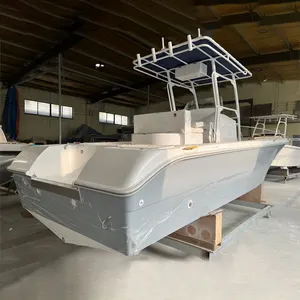 Bateau de pêche sportive à console centrale en fibre de verre de 24 pieds avec toit en T ou toit rigide